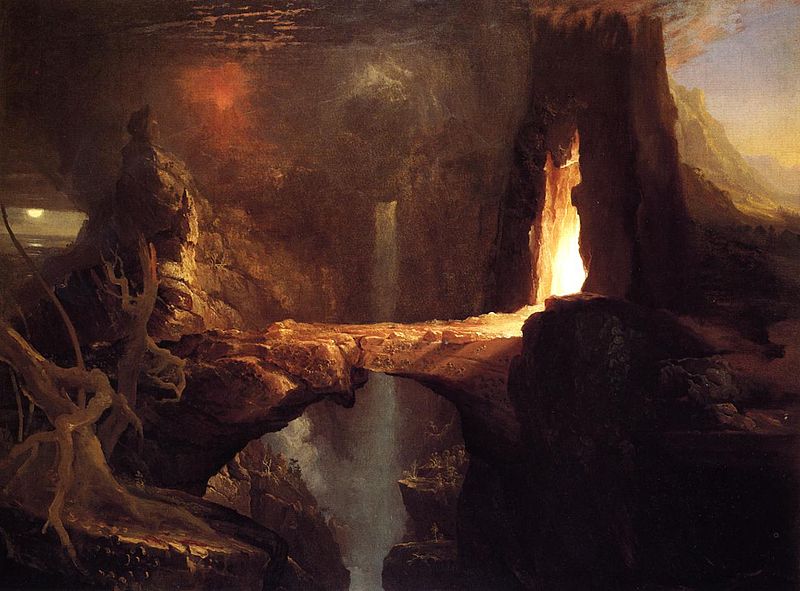 Expulsion. Moon and Firelight – Thomas Cole (1828)